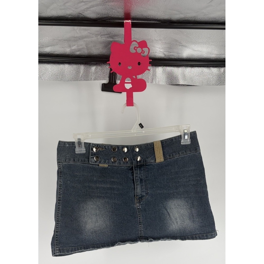 Y2K Dutchess Jeans Denim Micro Mini Skirt Studded Low Rise Sexy Club Size 5